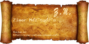 Zimer Mátyás névjegykártya